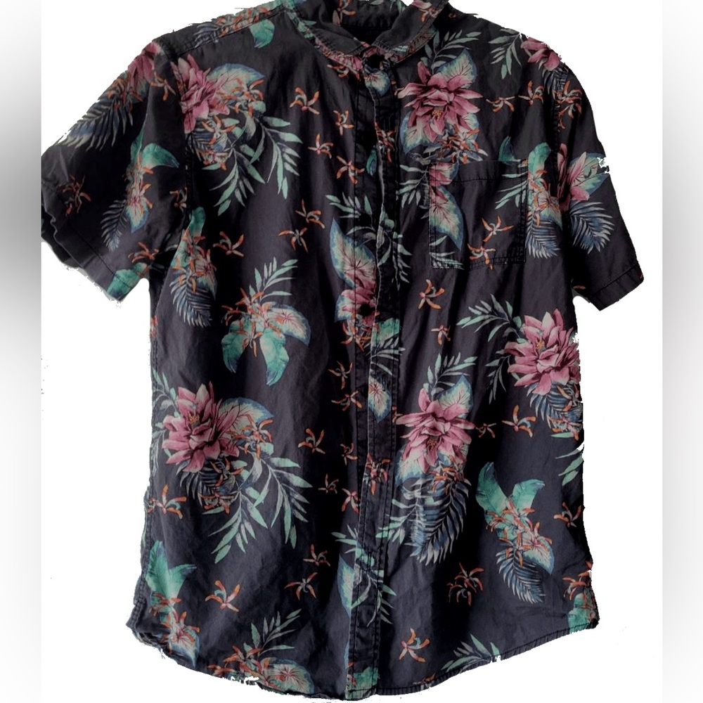 Black Floral Button Down Shirt